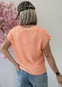 Top en maille lurex saumon