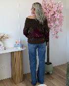 Pull col bardot bordeaux