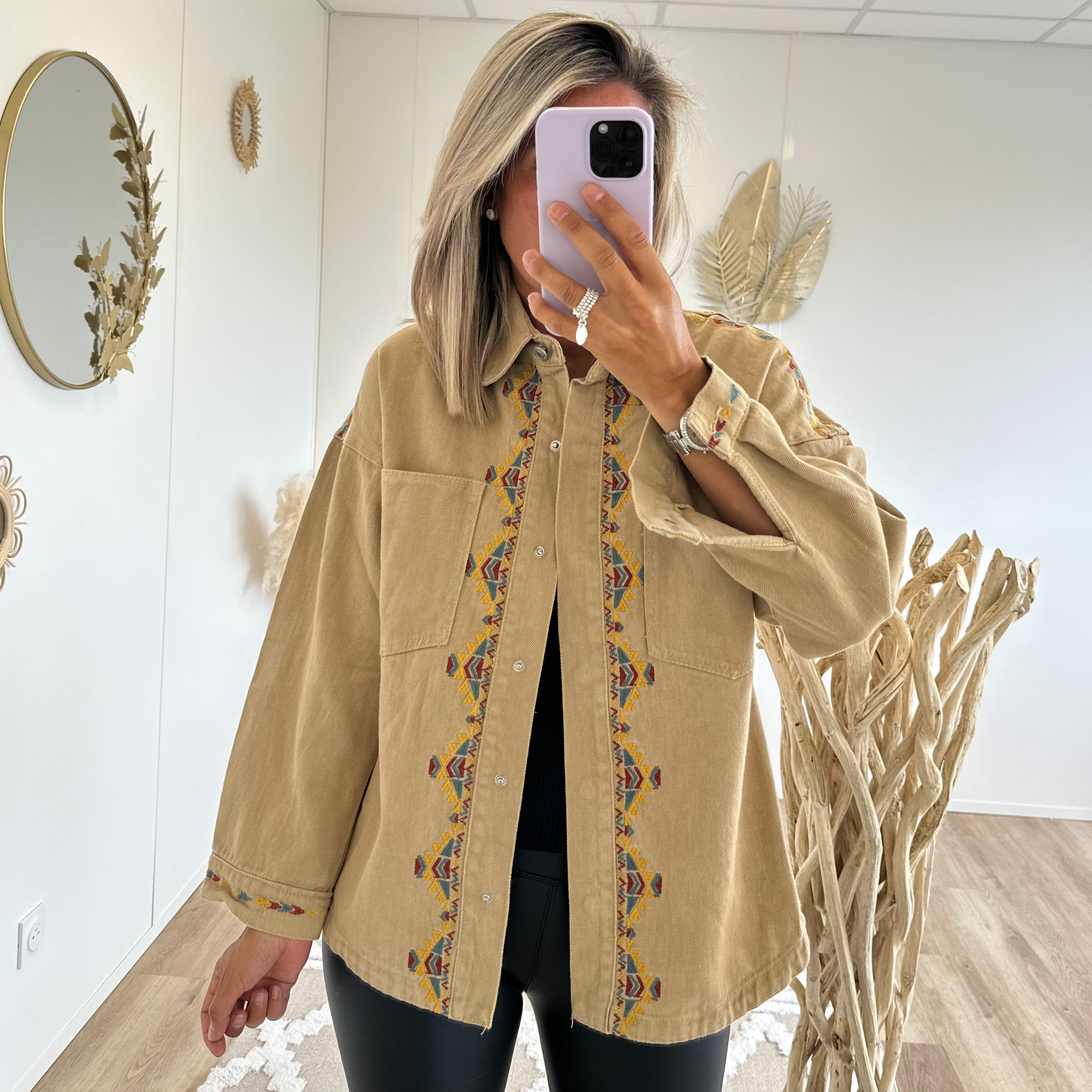 Veste chemise beige