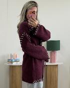 Gilet clouté bordeaux