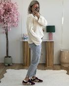 Pull avec foulard ecru