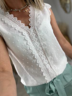 Blouse plumetis blanc
