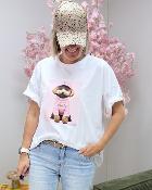 Tee shirt doggy rose