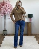 Pull col roulé marron
