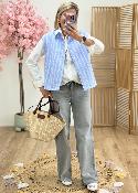 Veste sans manches en coton rayée (taille grand)