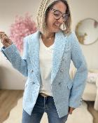 Blazer en tweed ciel
