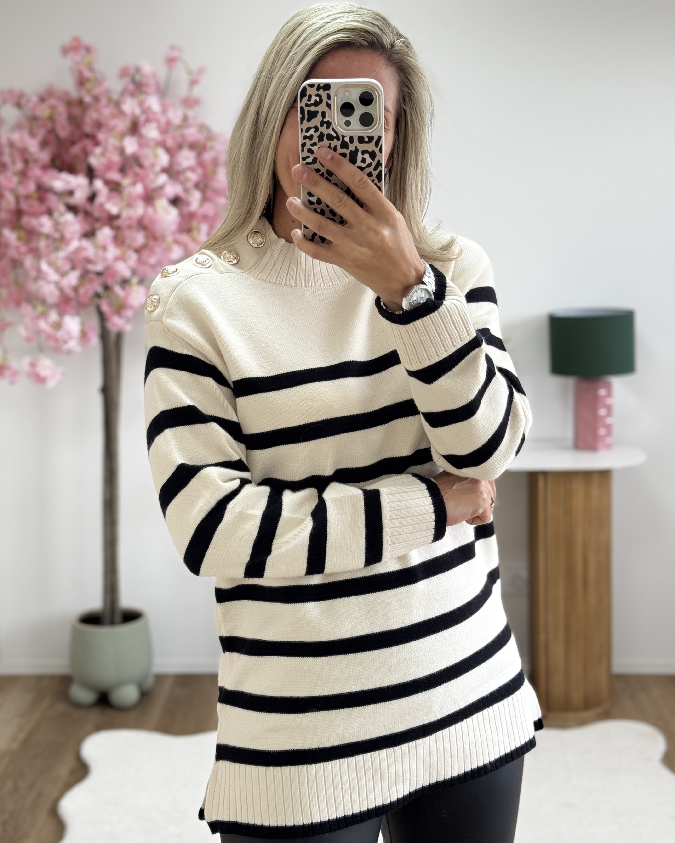 Pull Boris ecru rayures noires