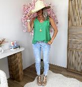 Top Flore vert