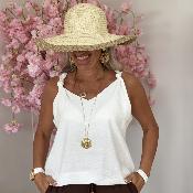 Top Flore blanc