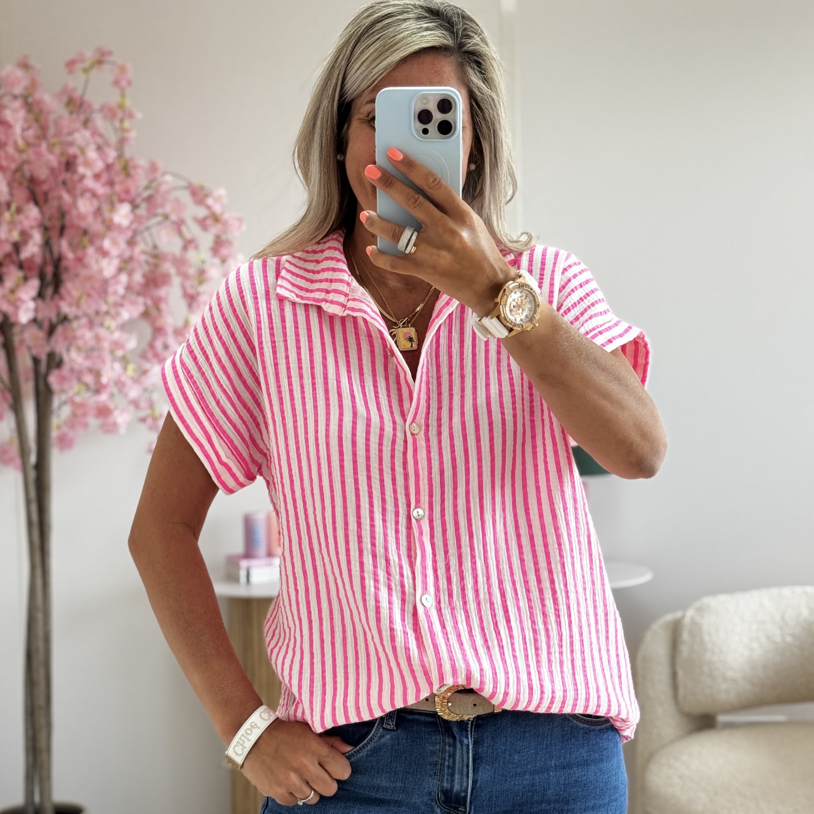 Chemise Audrey rose fluo