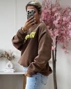 Sweat Brooklyn marron jaune