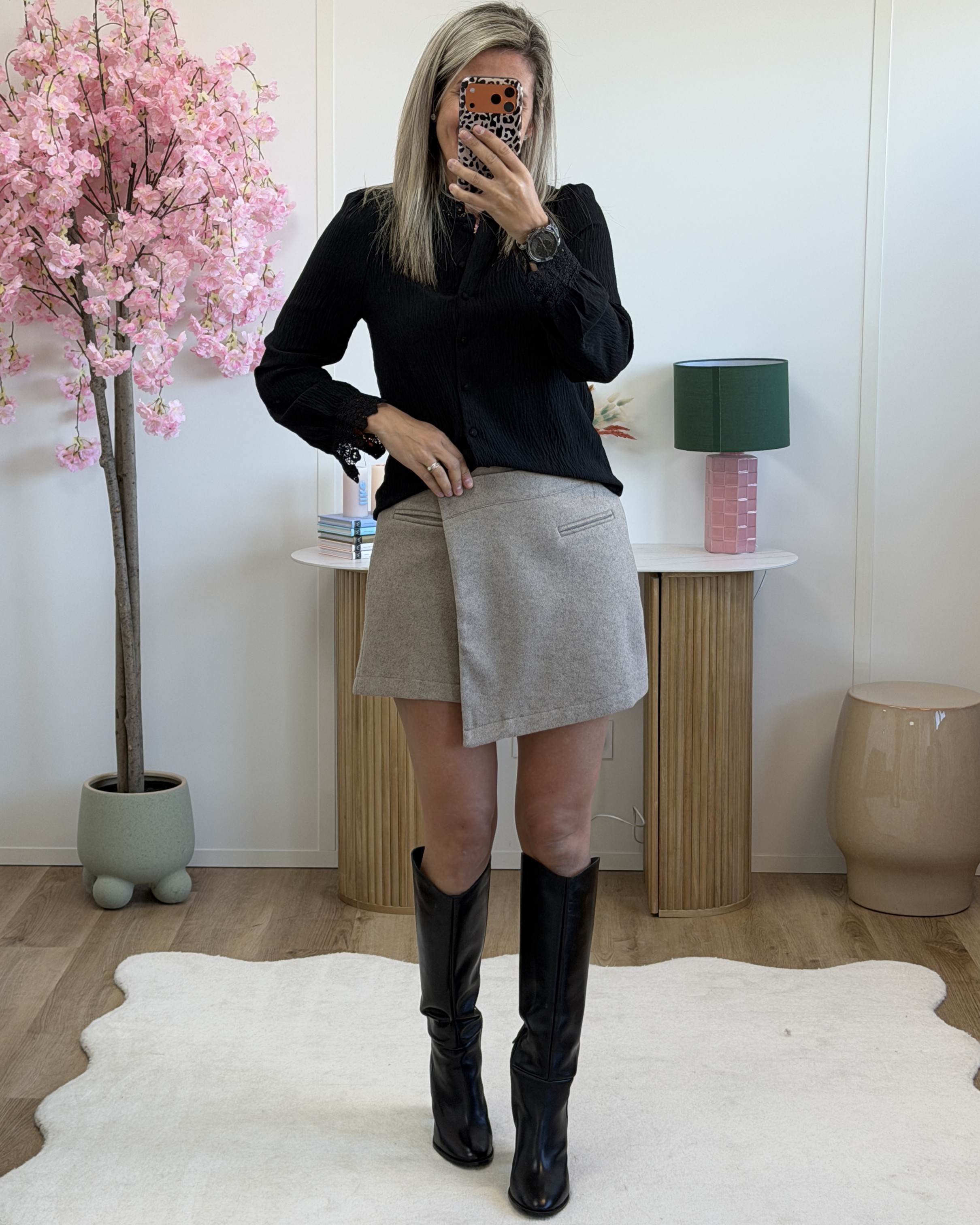 Jupe short lainage taupe