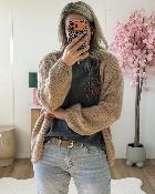 Gilet grosse maille camel