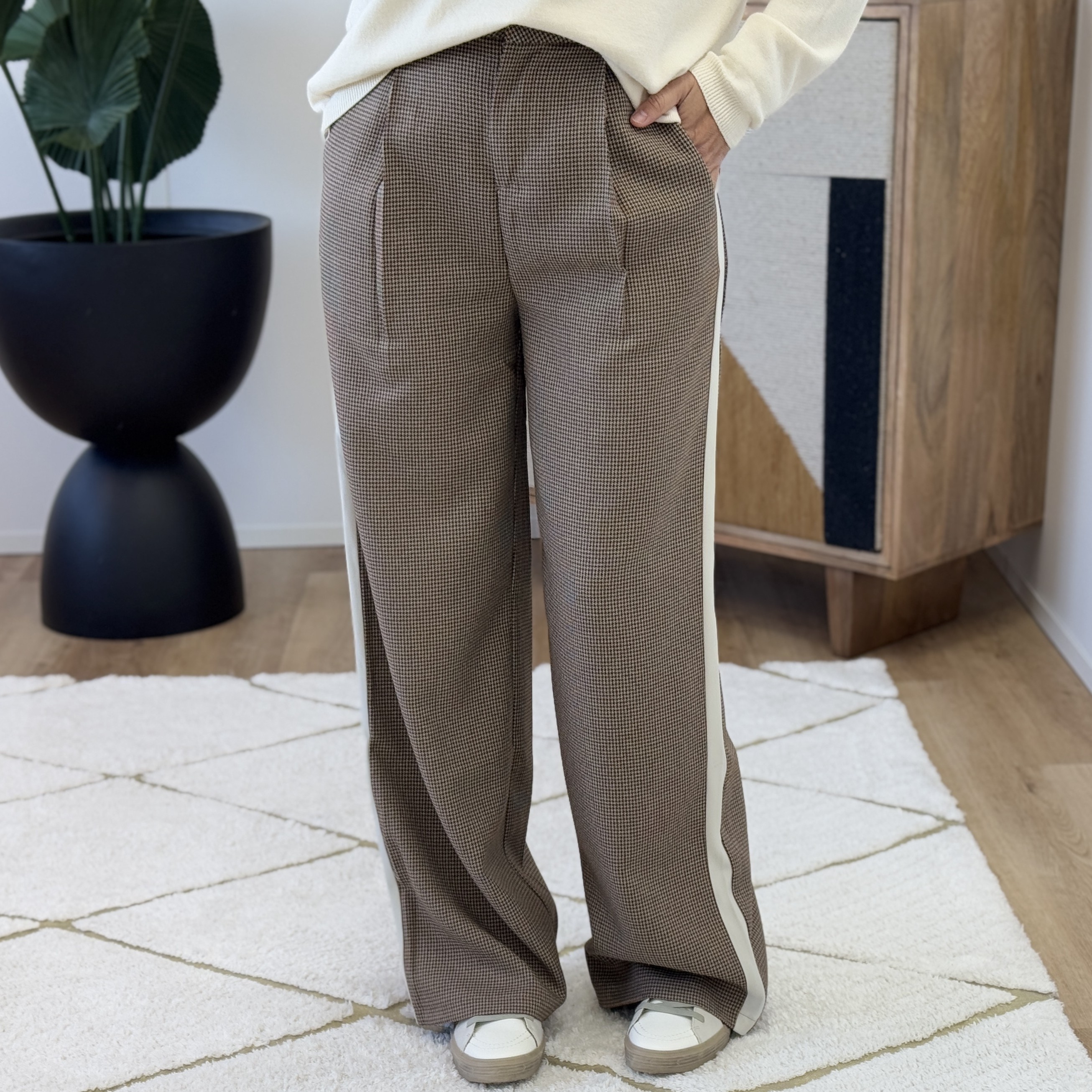 Pantalon Stephanie marron blanc