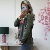 Pull mlle en leopard kaki