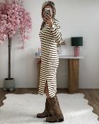 Robe marinière rayures camel