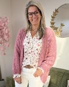 Gilet grosse maille rose