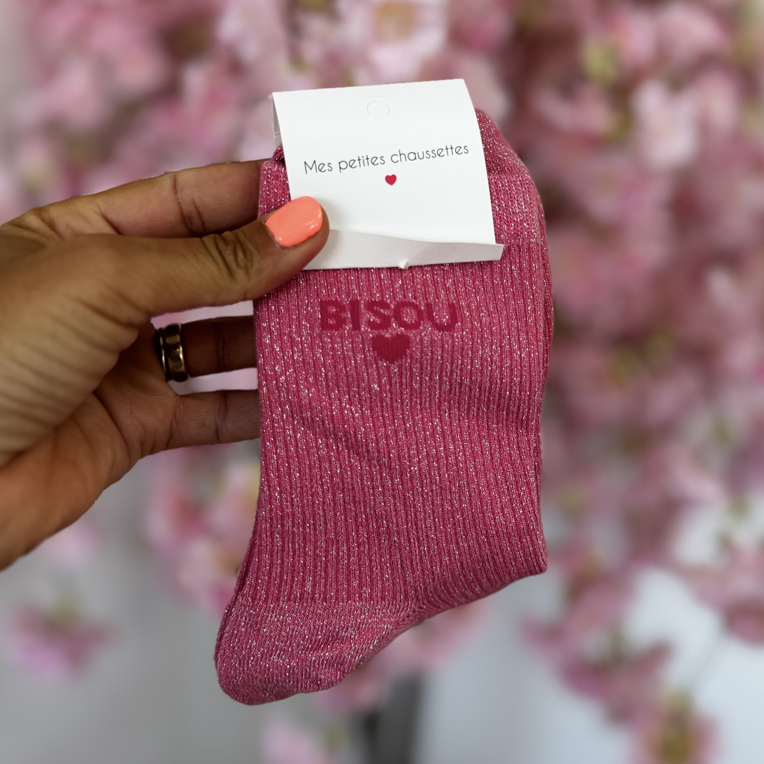 Chaussettes Bisou fushia