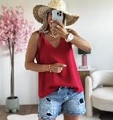 Top Flore rouge