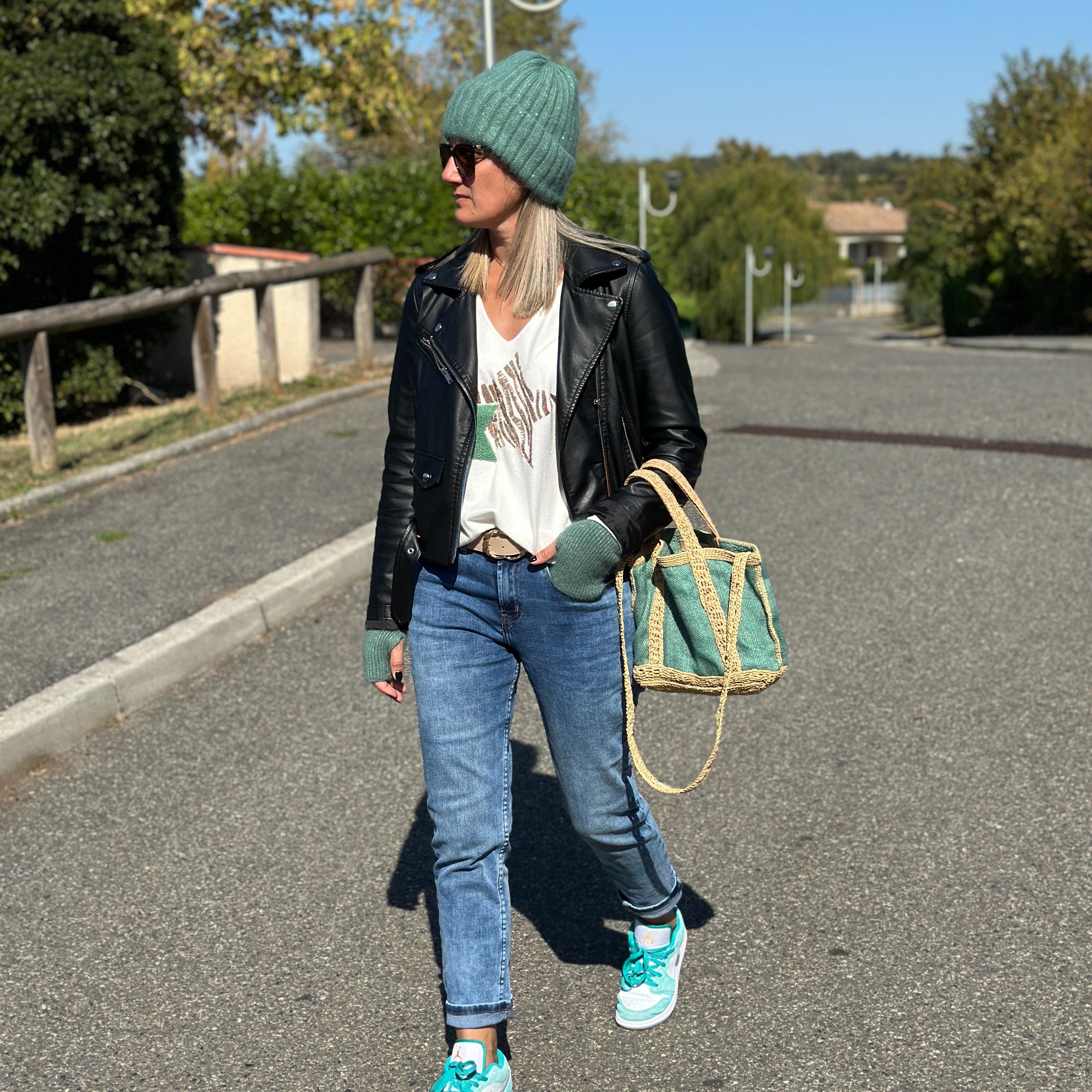 Bonnet à paillettes vert