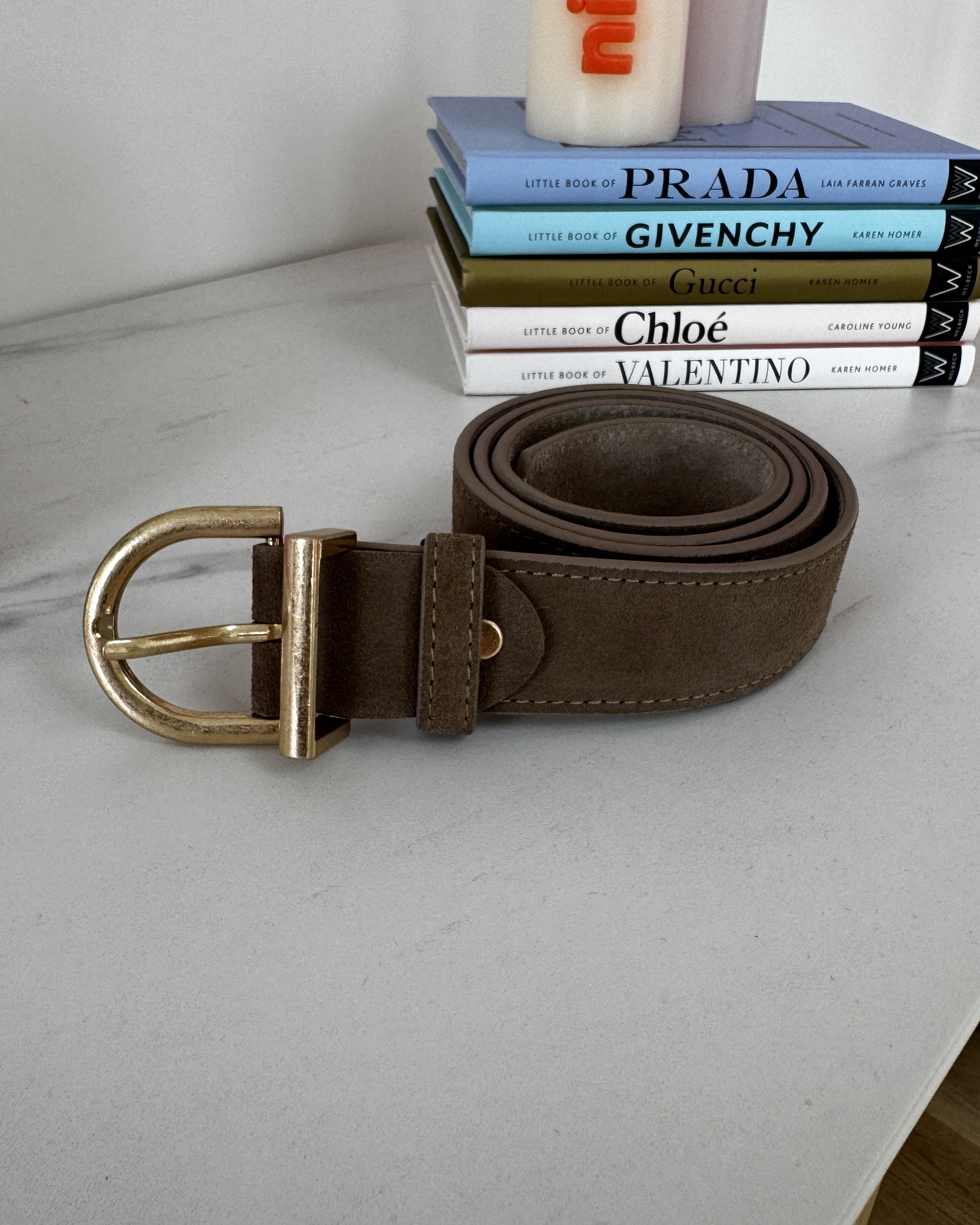 Ceinture en cuir taupe