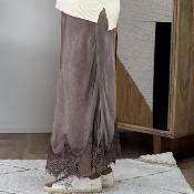 Jupe longue dentelle choco