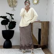 Jupe longue dentelle choco