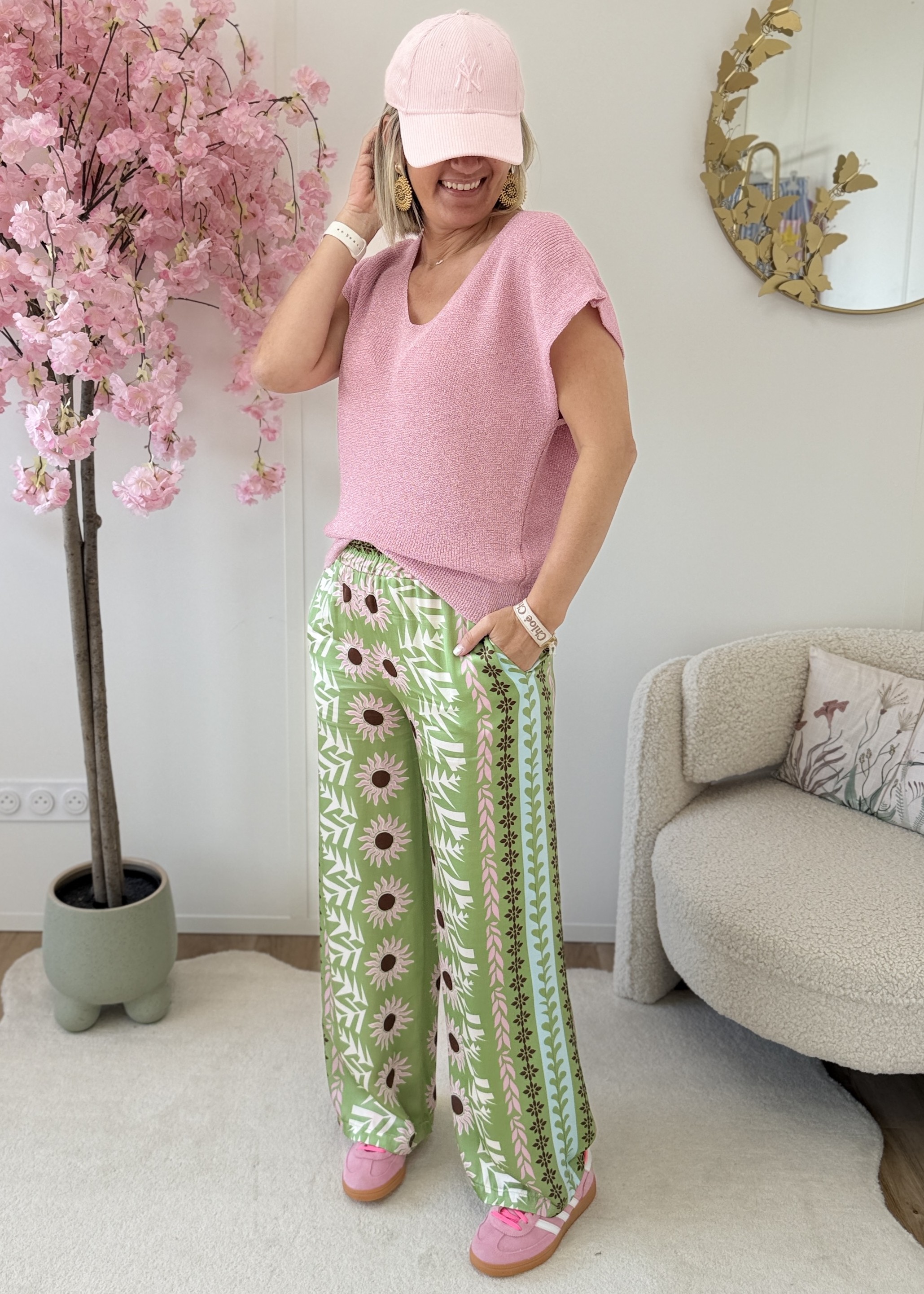 Pantalon en soie vert