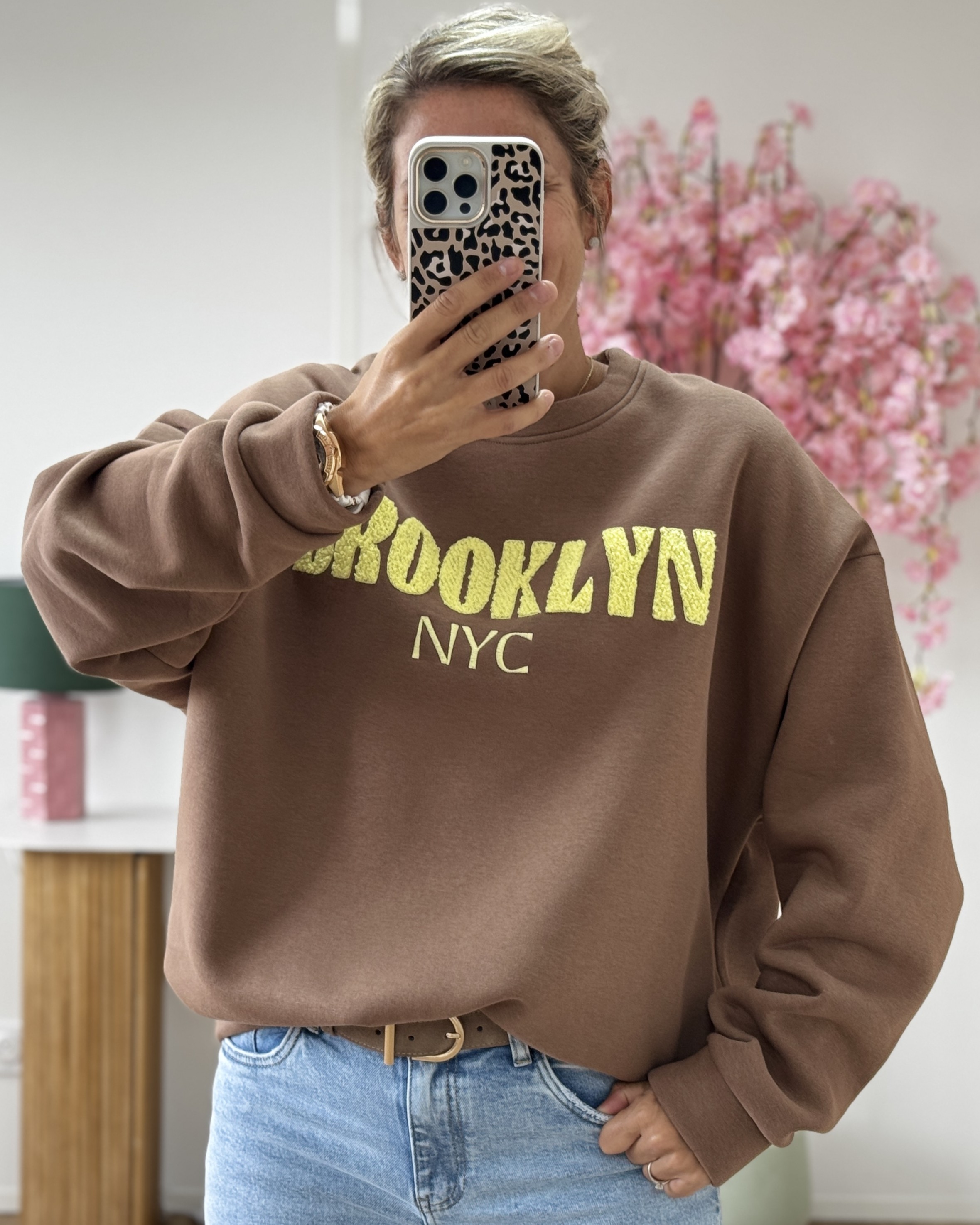 Sweat Brooklyn marron jaune