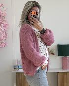 Gilet grosse maille rose