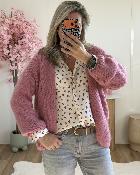 Gilet grosse maille rose