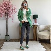 Gilet grosse maille vert