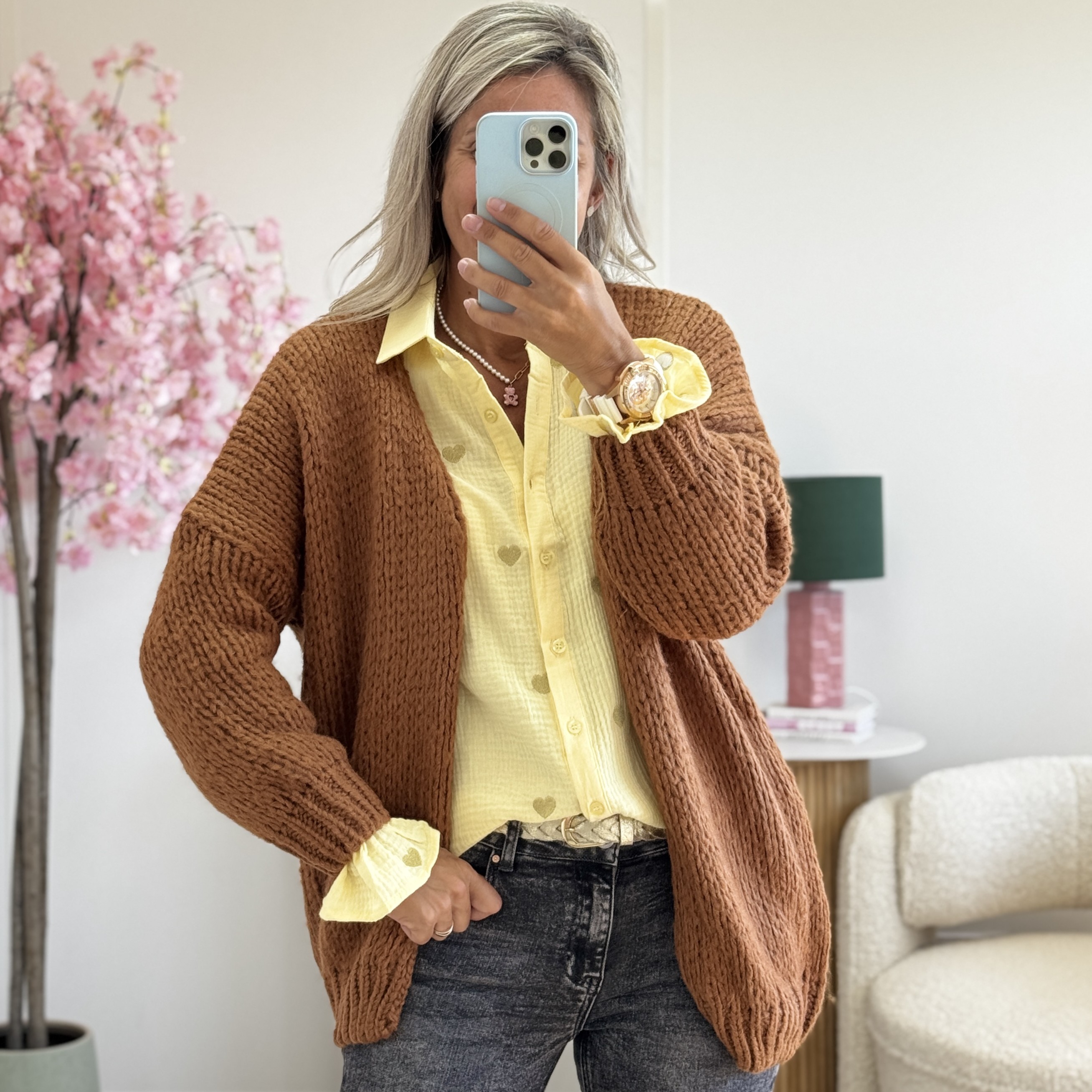 Gilet grosse maille marron