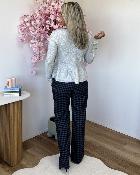 Pantalon à carreaux marine