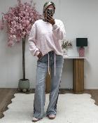 Pull dos croisé rose