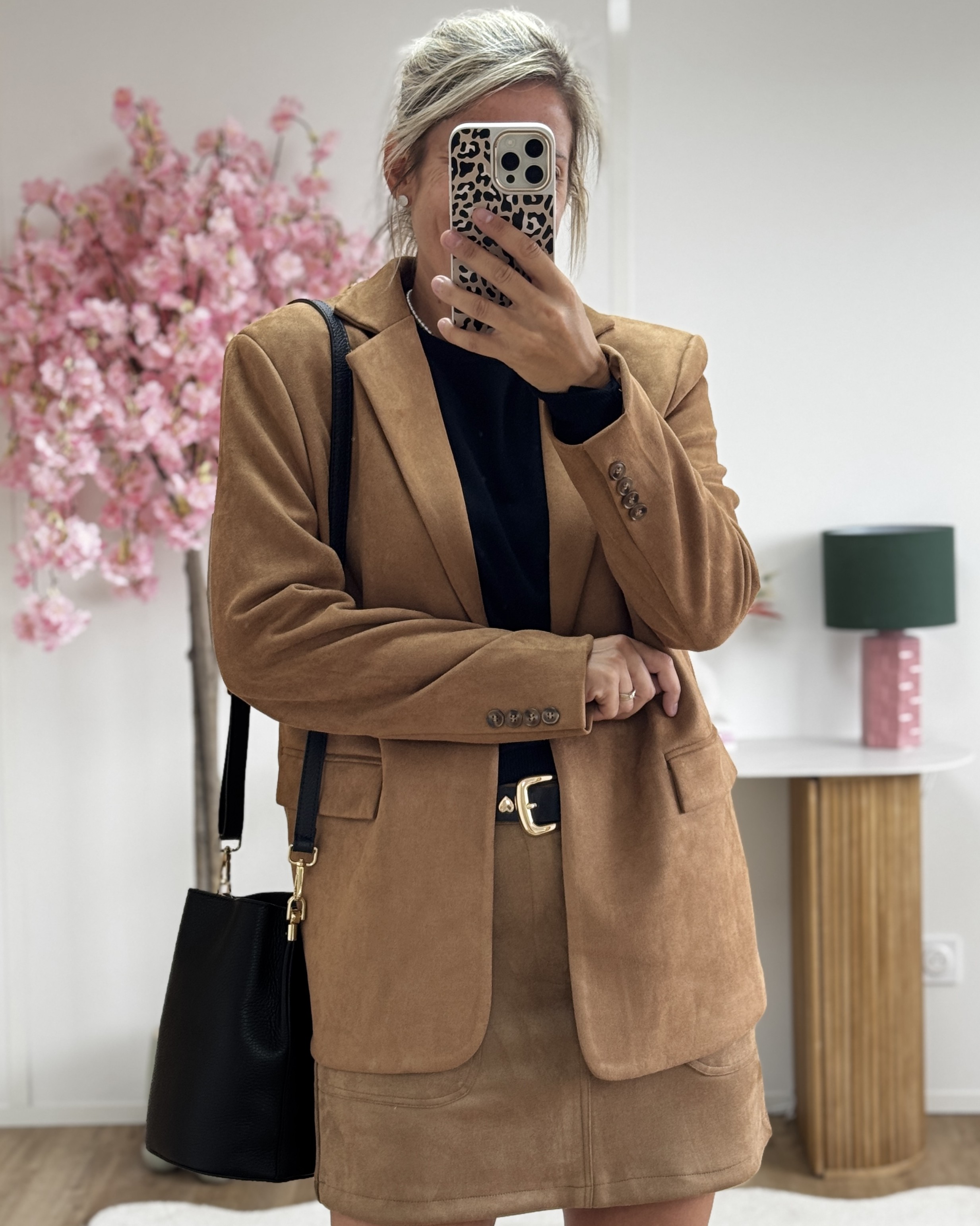 Blazer mi long suédine