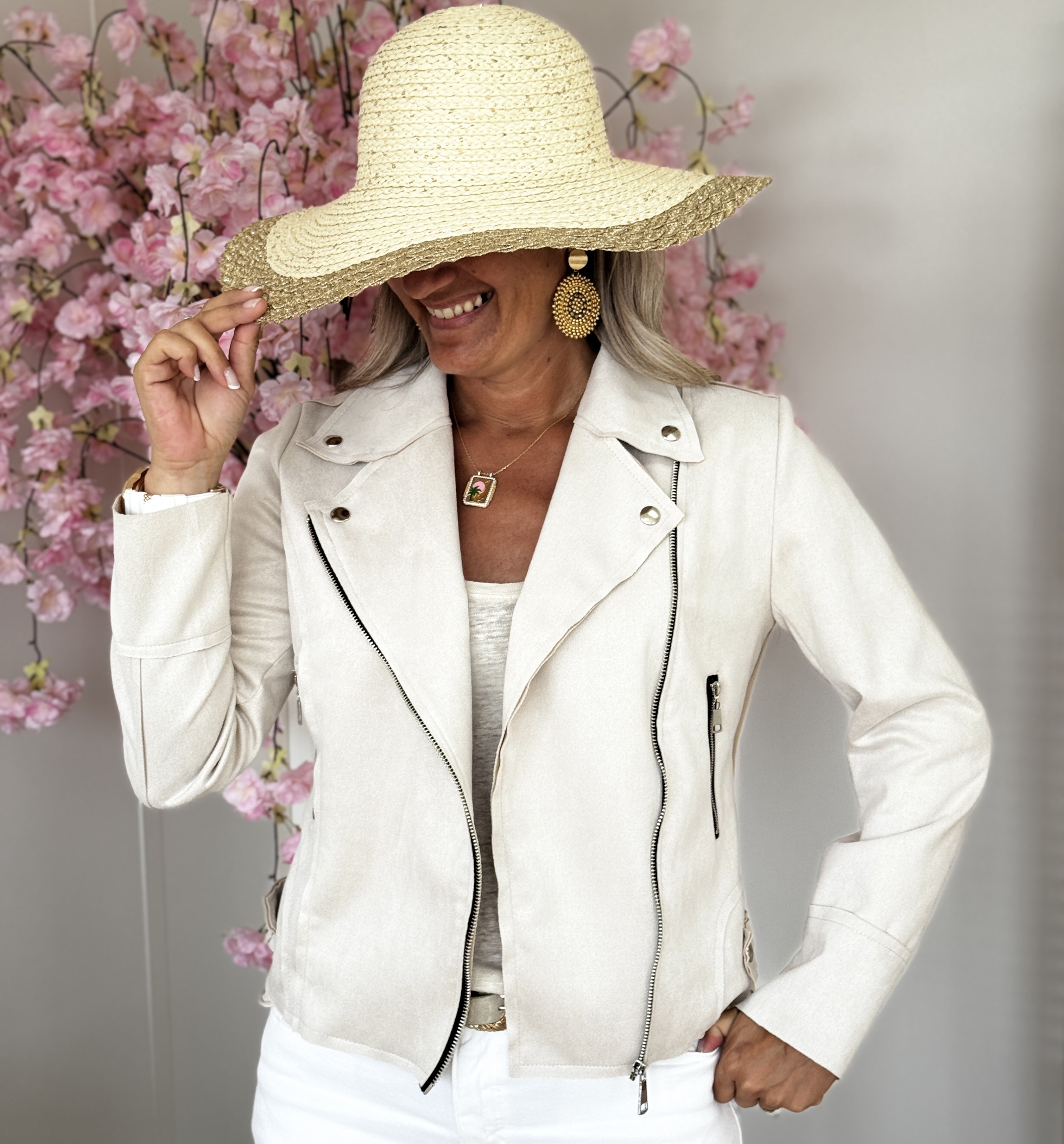 Perfecto suédine beige (taille grand)