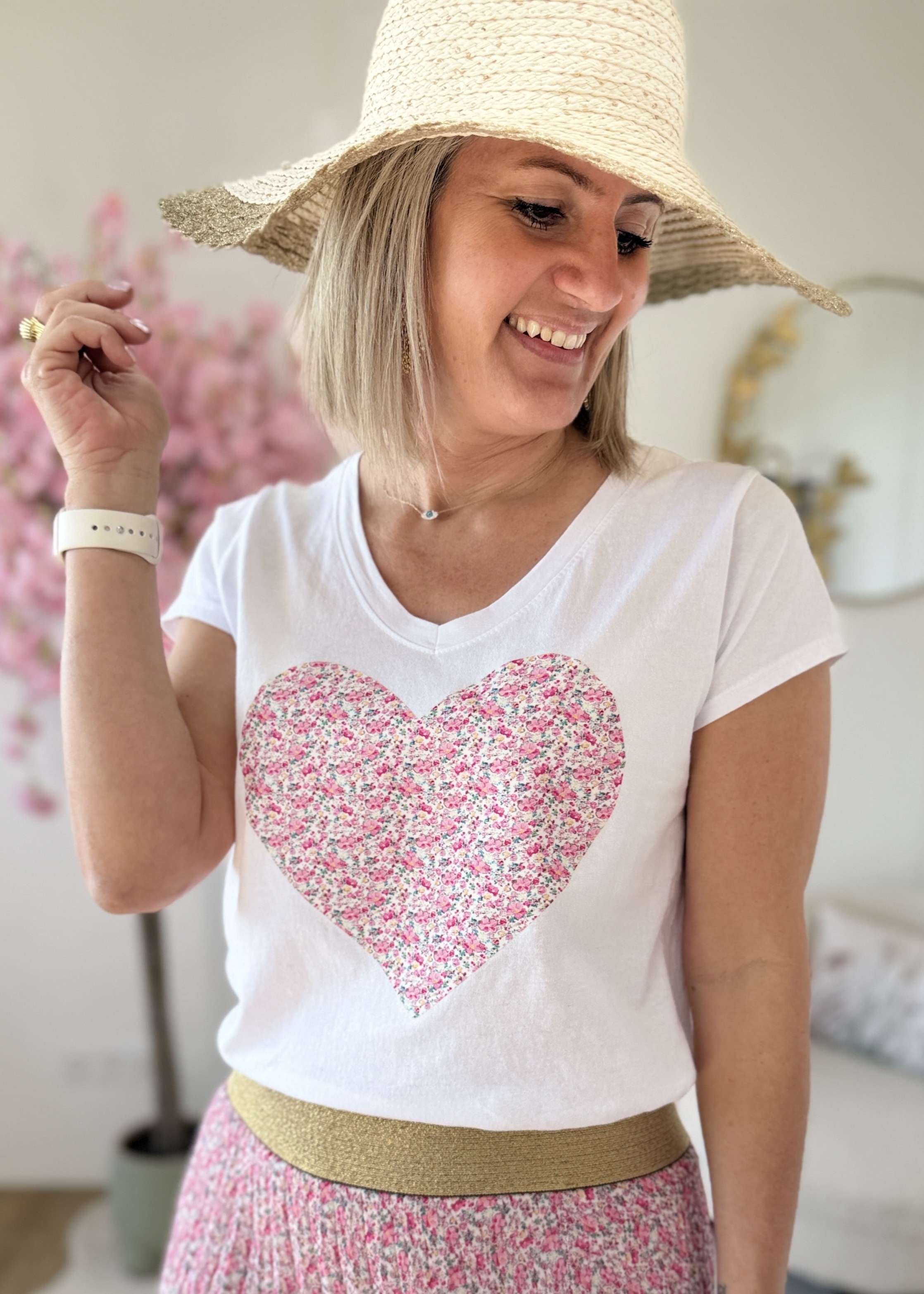 Tee shirt coeur liberty rose