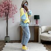 Gilet Carine jaune rose bleu