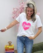 Tee shirt Leslie blanc rose