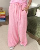 Pantalon gaze de coton rose