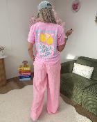 Pantalon gaze de coton rose