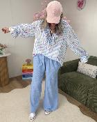 Pantalon gaze de coton ciel