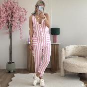 Combi gaze de coton rose foncé