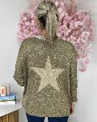 Pull Lurex kaki or