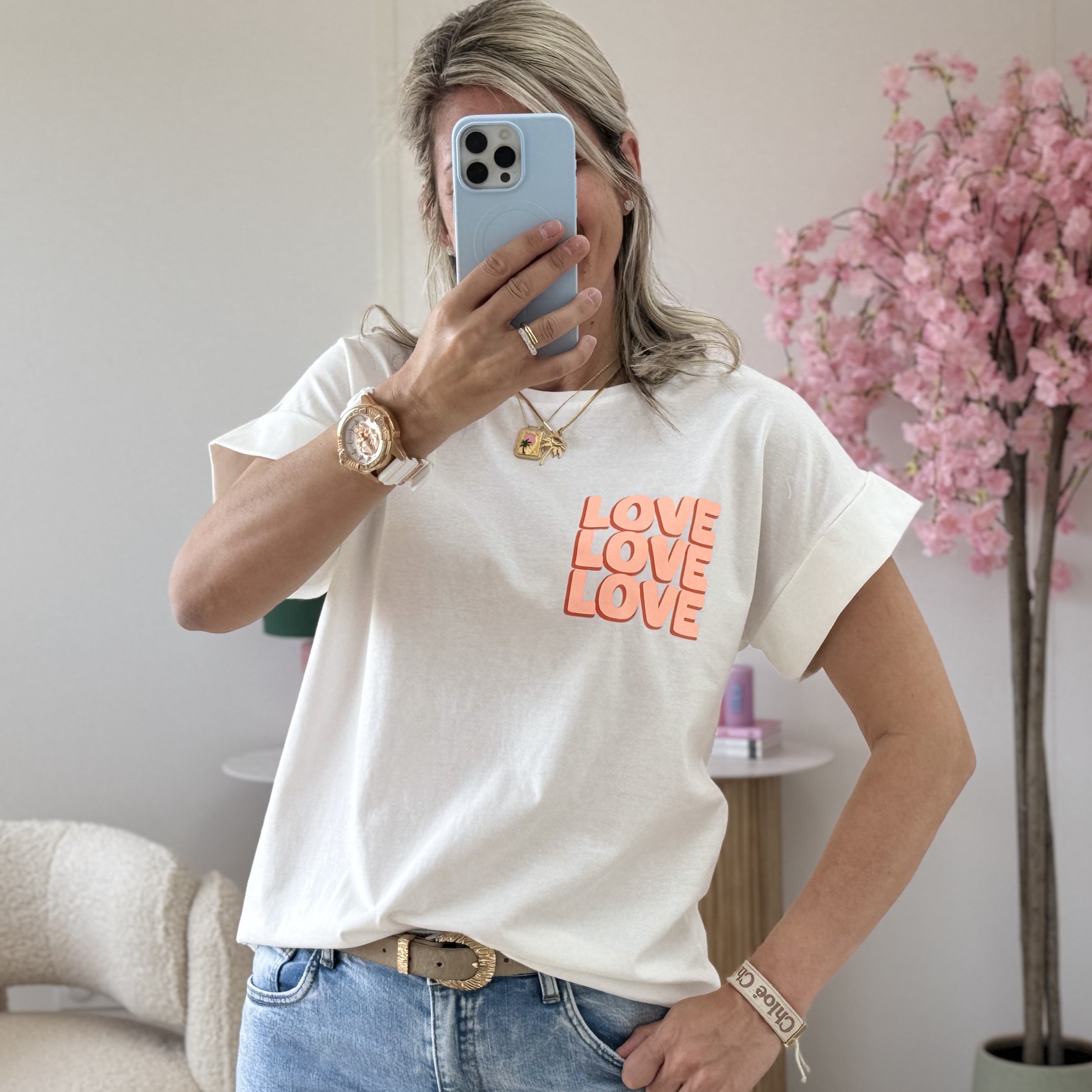 Tee shirt Love love orange