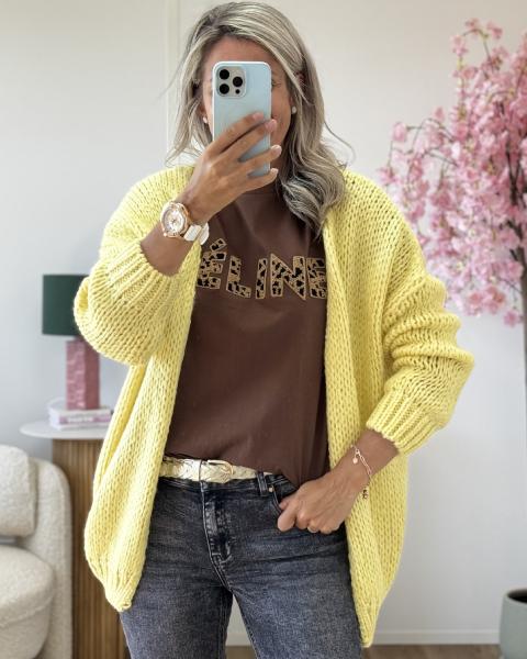 Gilet grosse maille jaune