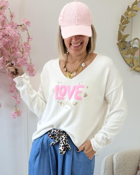 Pull love yourself blanc