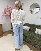 Pull nid d abeille ecru