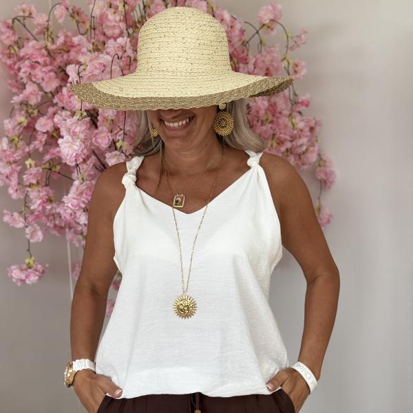 Top Flore blanc